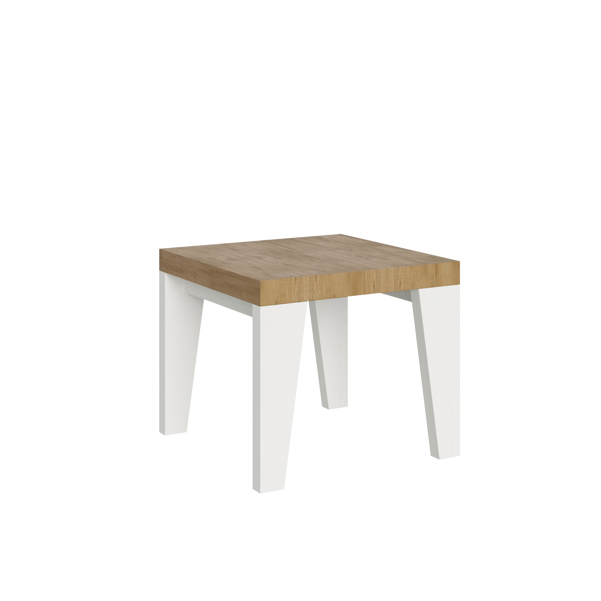Itamoby Tavolo Naxy Mix Allungabile Piano Quercia Natura Gambe Bianco Frassino 90×90 Allungato 246