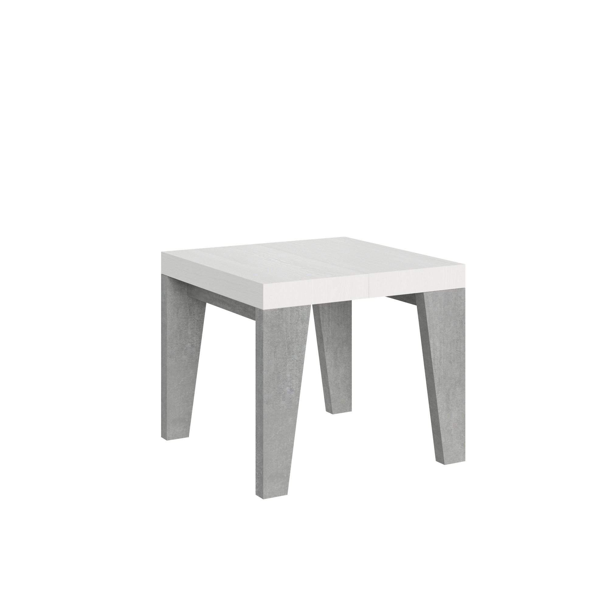 Itamoby Tavolo Naxy Mix Allungabile Piano Bianco Frassino Gambe Cemento 90×90 Allungato 246