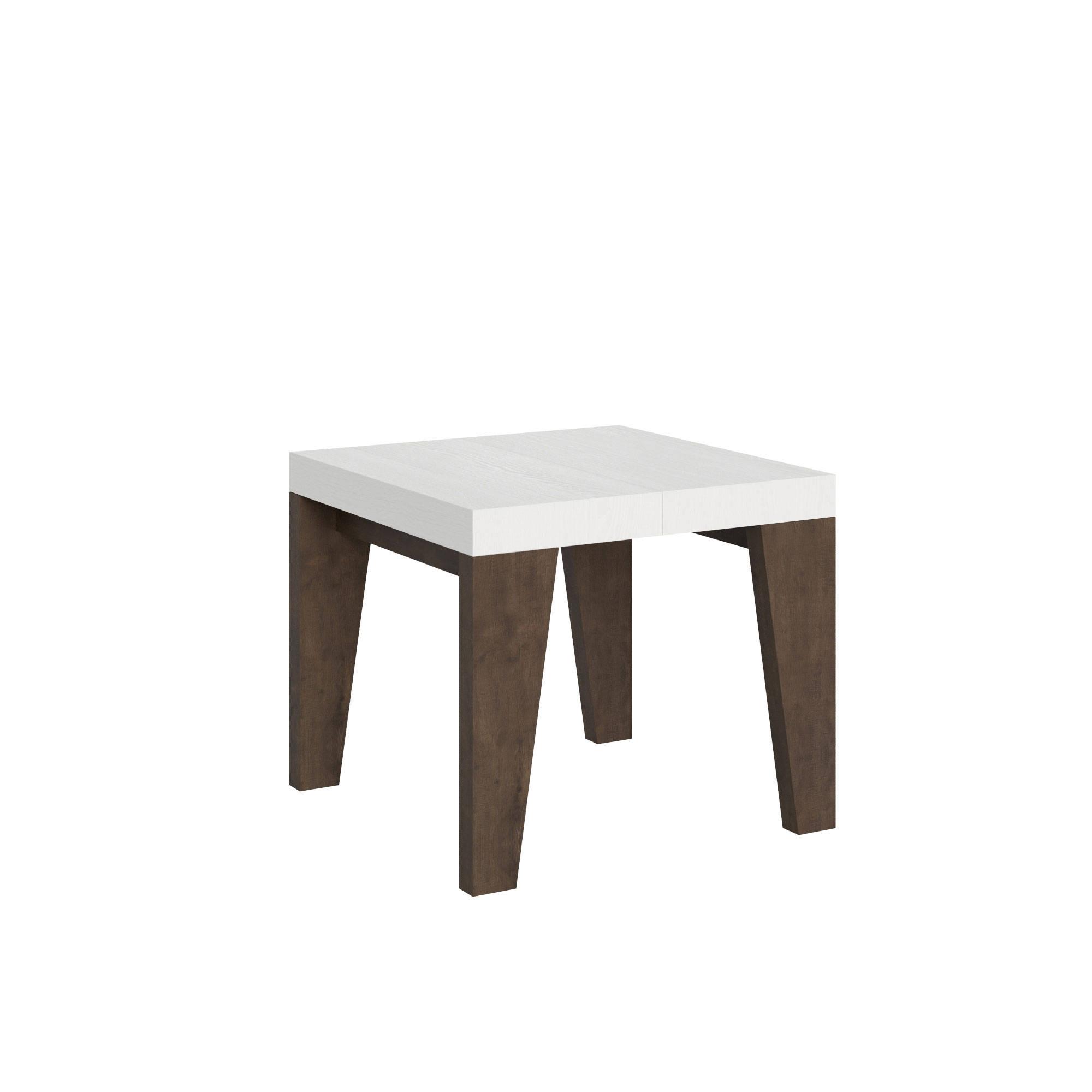Itamoby Tavolo Naxy Mix Allungabile Piano Bianco Frassino Gambe Noce 90×90 Allungato 246