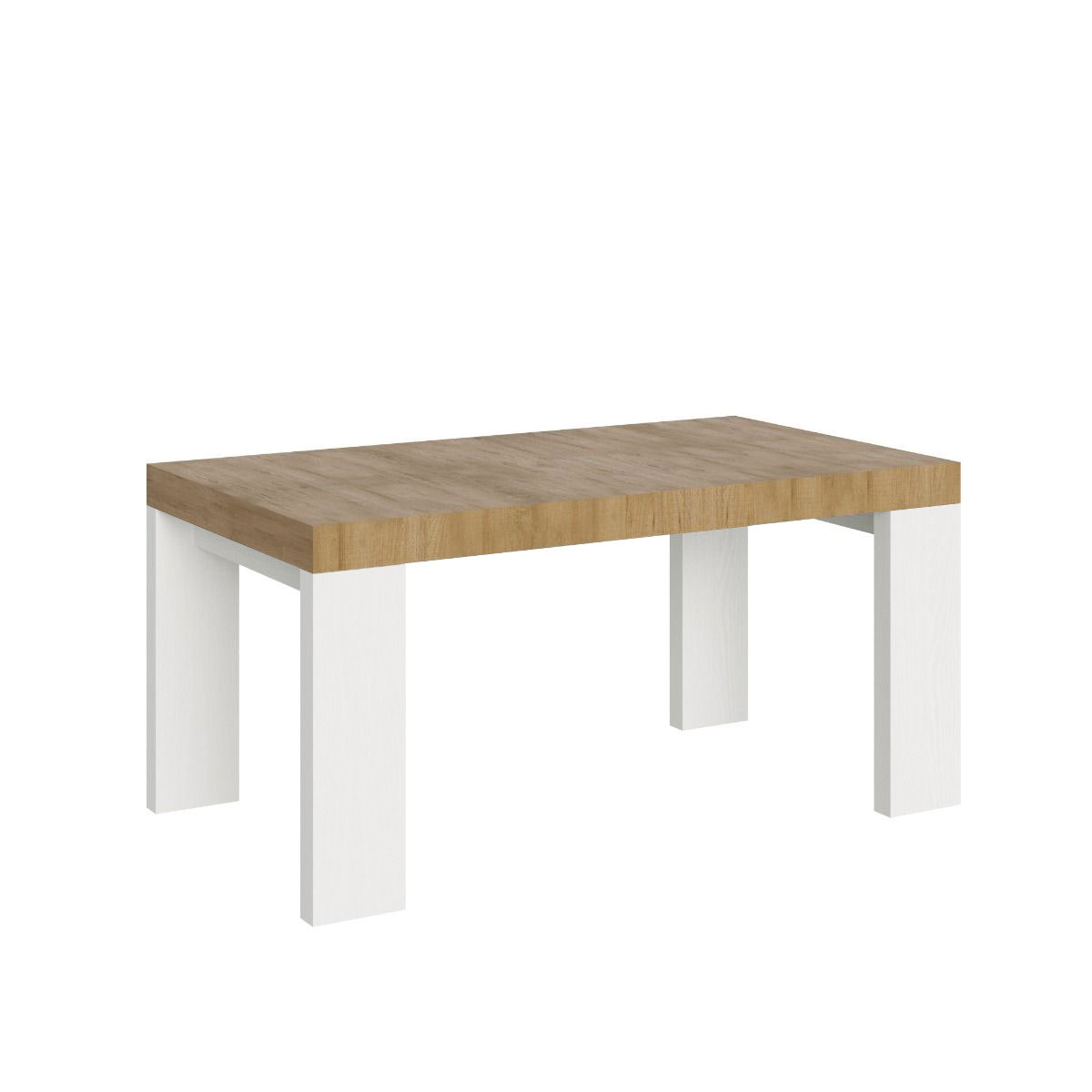 Itamoby Tavolo Roxell Allungabile Piano Quercia Natura Gambe Bianco Frassino 90×160 Allungato 420