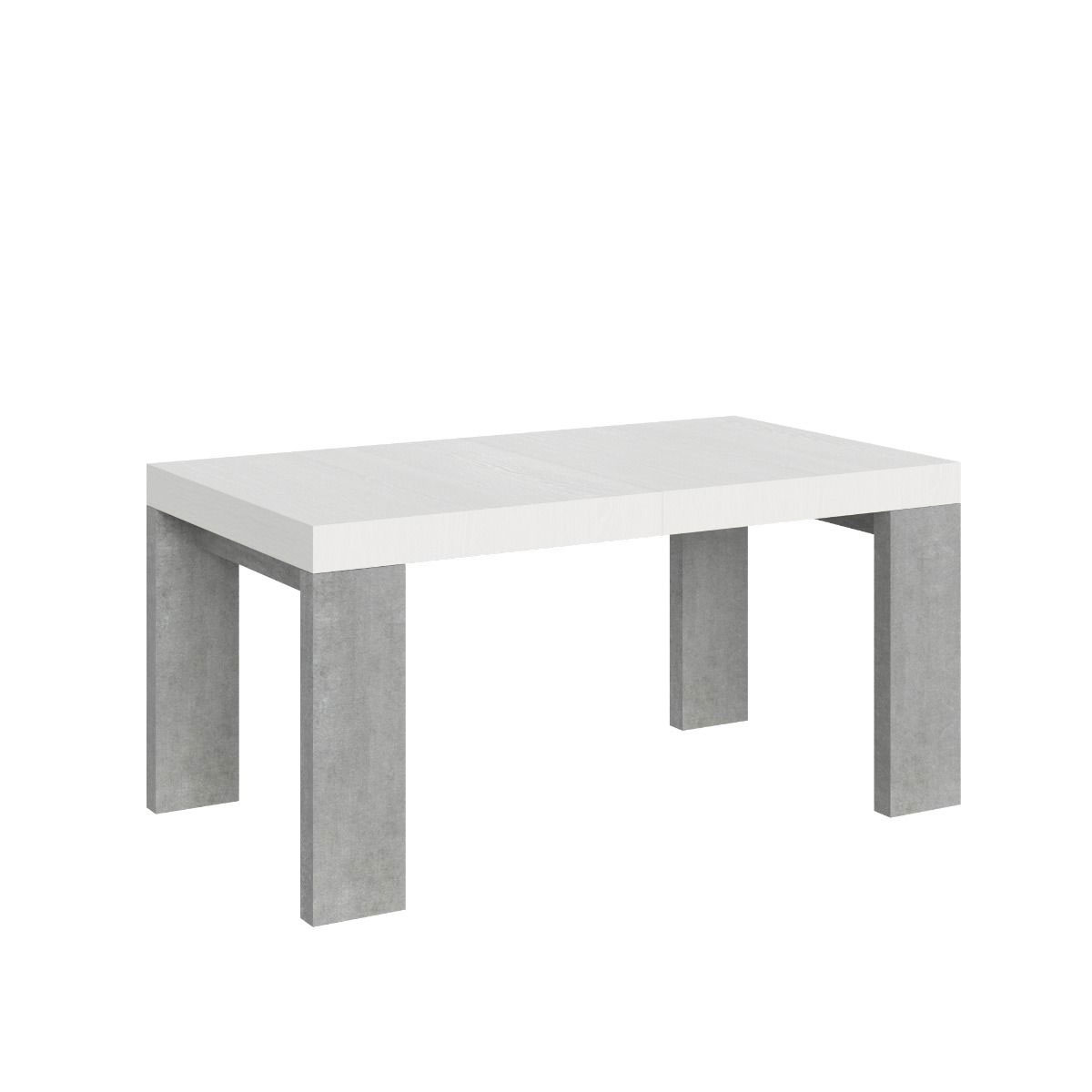 Itamoby Tavolo Roxell Allungabile Piano Bianco Frassino Gambe Cemento 90×160 Allungato 420