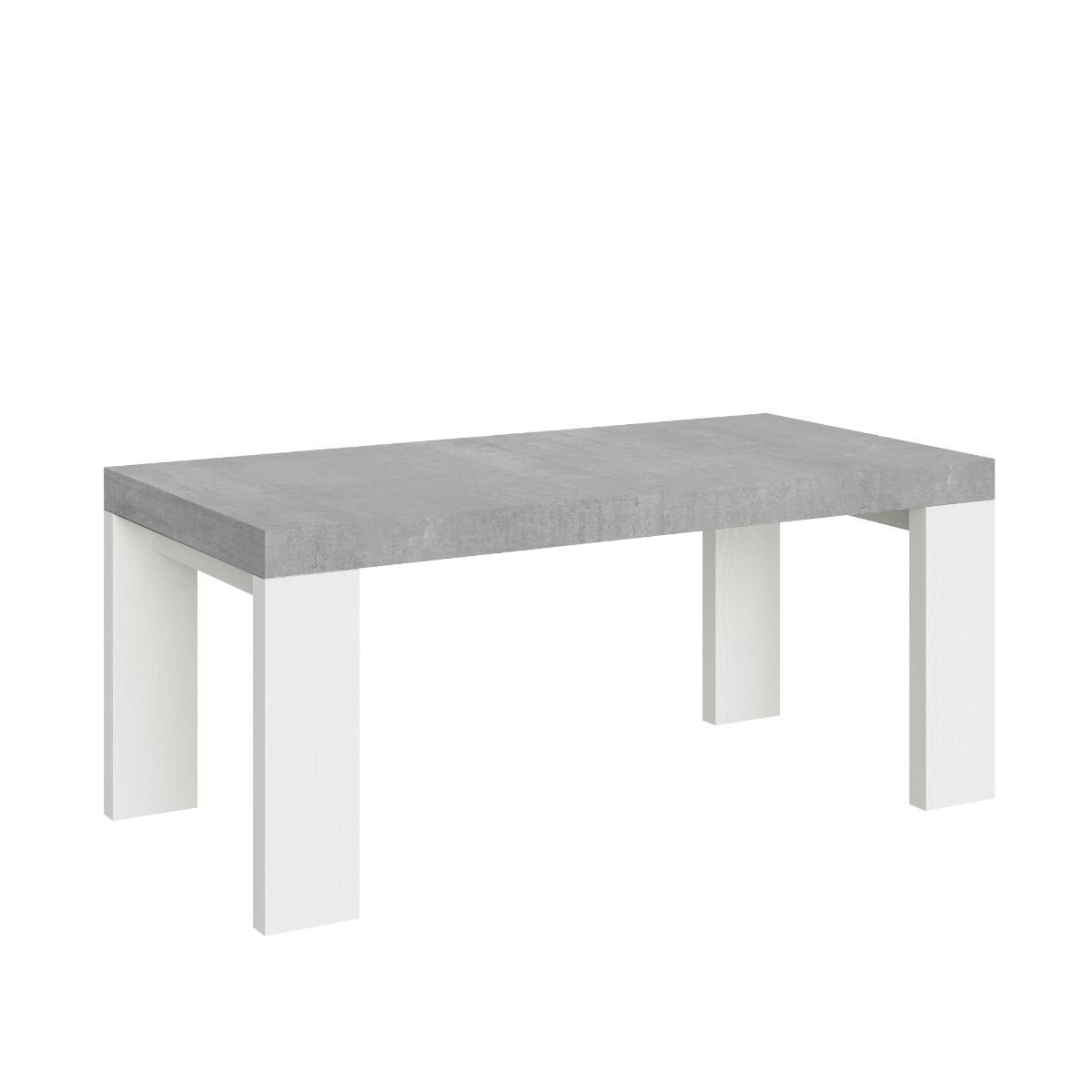 Itamoby Tavolo Roxell Mix Allungabile Piano Cemento Gambe Bianco Frassino 90×180 Allungato 440