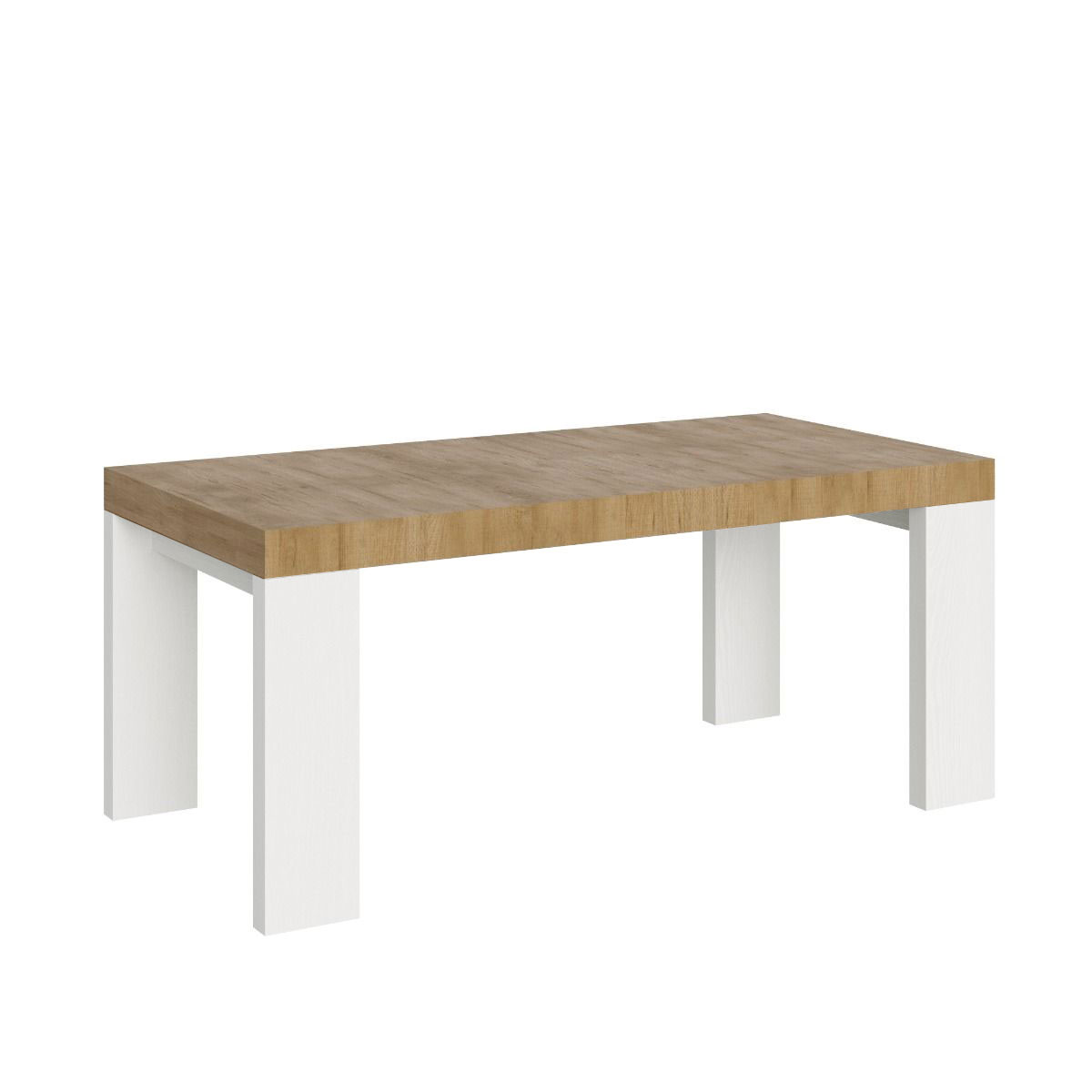 Itamoby Tavolo Roxell Mix Allungabile Piano Quercia Natura Gambe Bianco Frassino 90×180 Allungato 440