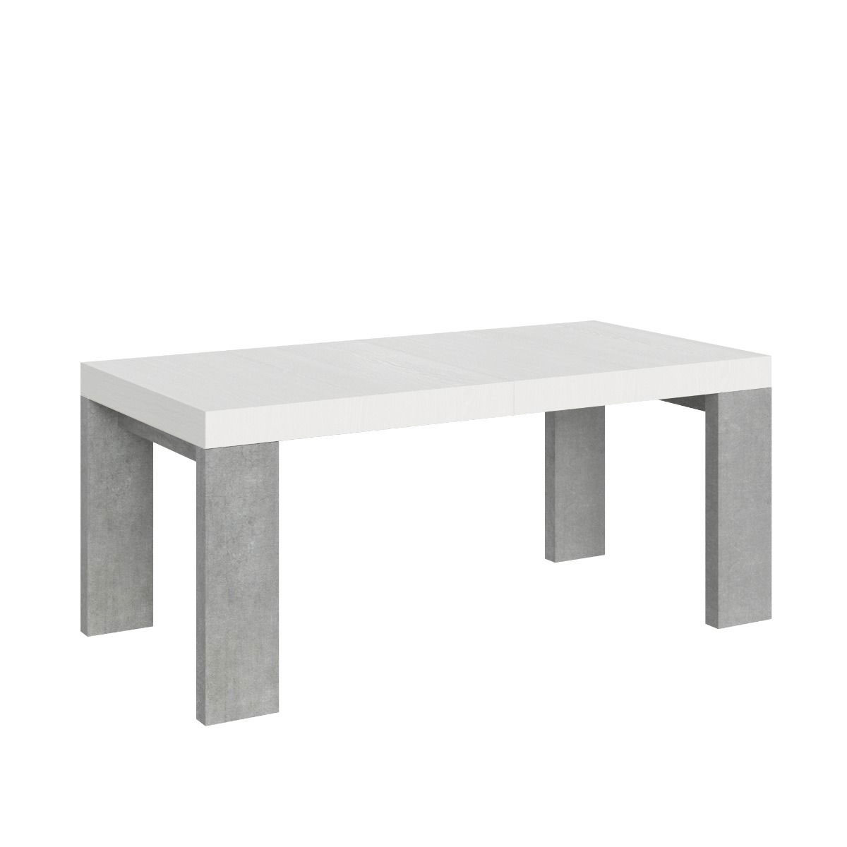 Itamoby Tavolo Roxell Mix Allungabile Piano Bianco Frassino Gambe Cemento 90×180 Allungato 440