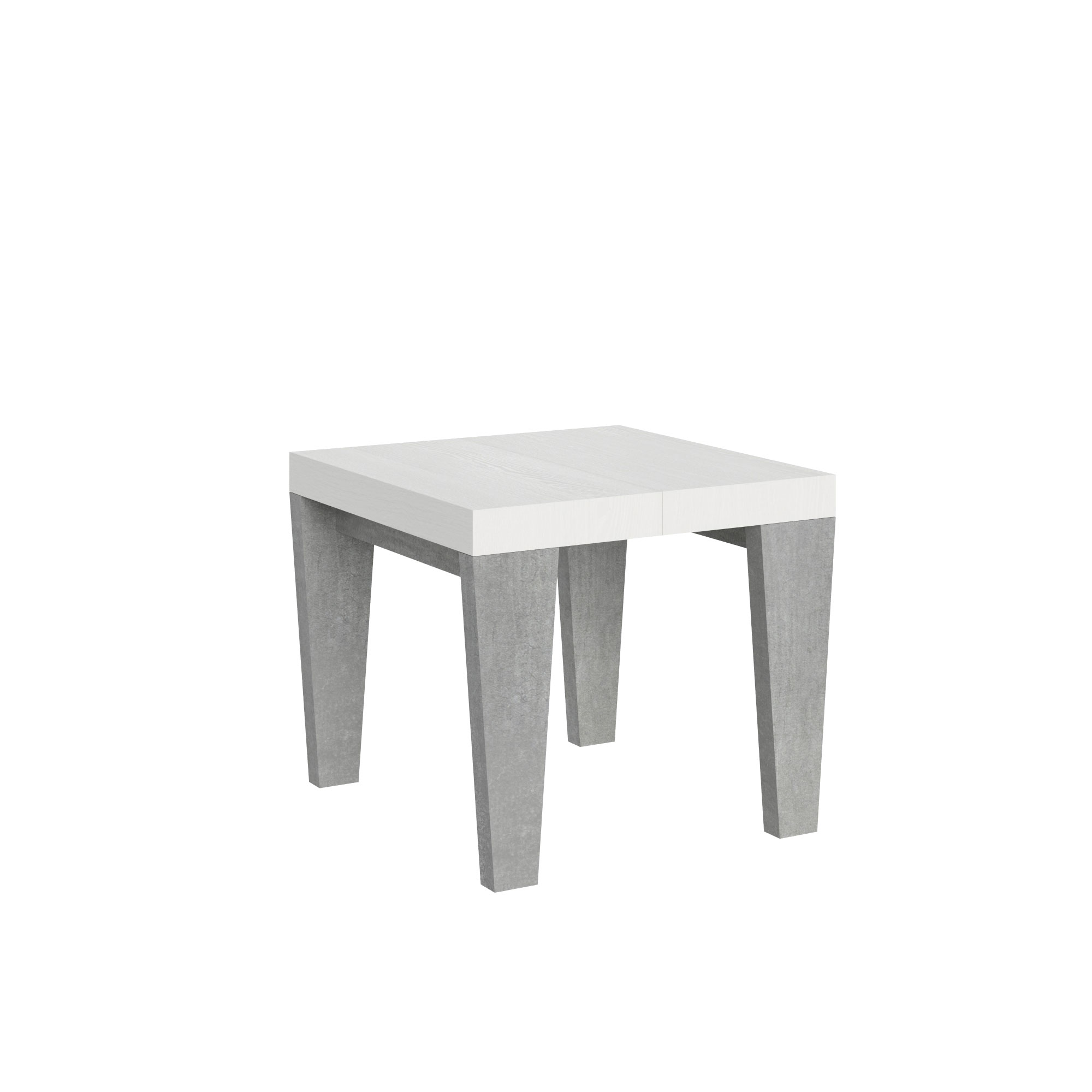 Itamoby Tavolo Spimbo Mix Allungabile Piano Bianco Frassino Gambe Cemento 90×90 Allungato 246