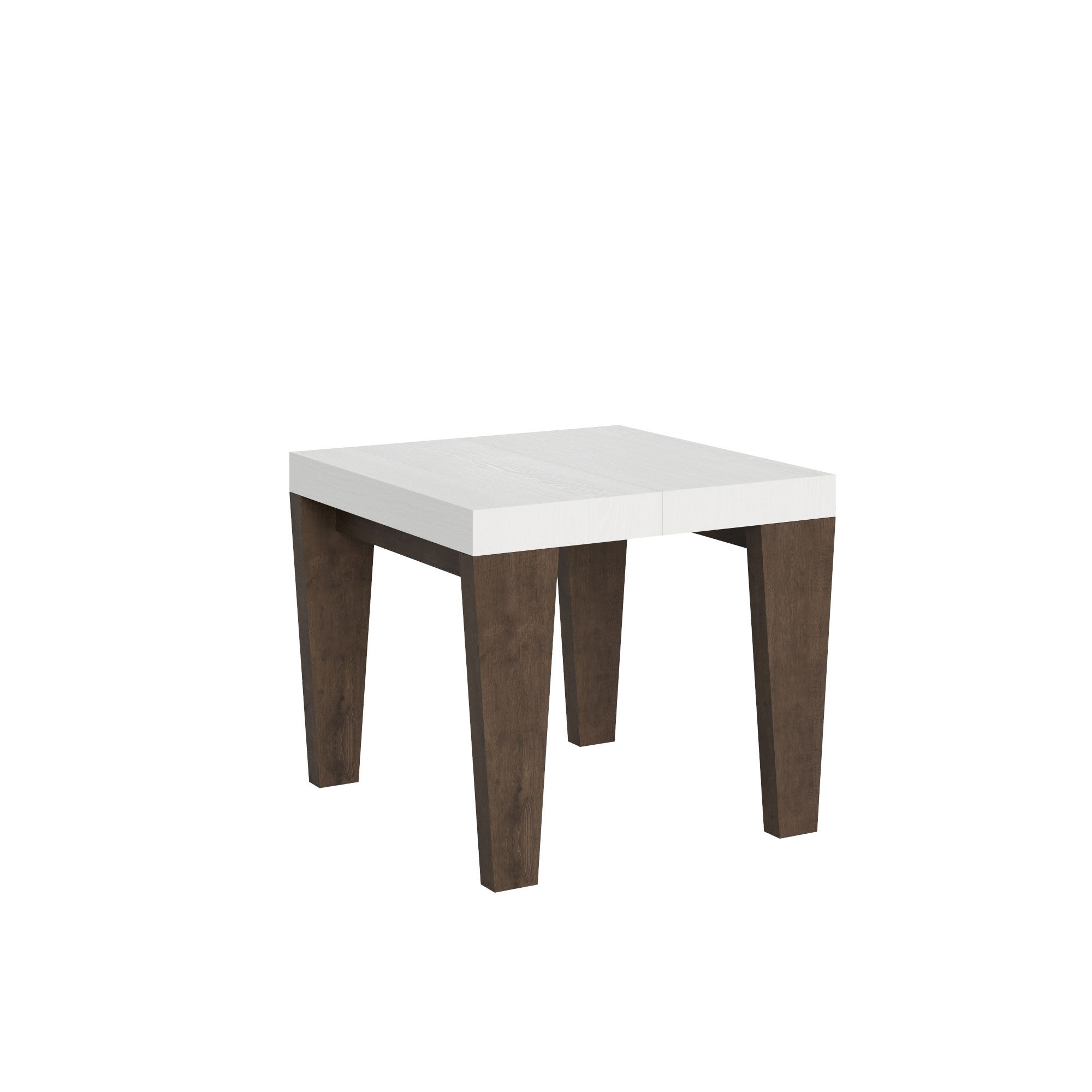 Itamoby Tavolo Spimbo Mix Allungabile Piano Bianco Frassino Gambe Noce 90×90 Allungato 246