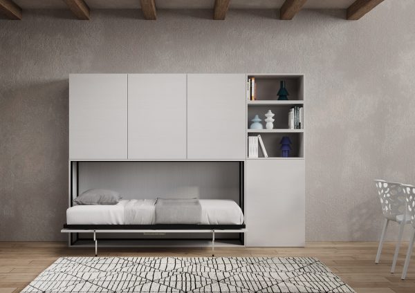 Letto Kando singolo Bianco Frassino composizione F con materasso - immagine 4