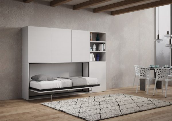 Letto Kando singolo Bianco Frassino composizione F con materasso - immagine 7
