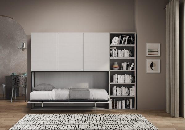 Letto Kando singolo Bianco Frassino composizione G con materasso - immagine 4