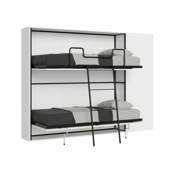 Letto Kando doppio Bianco Frassino composizione H con materassi