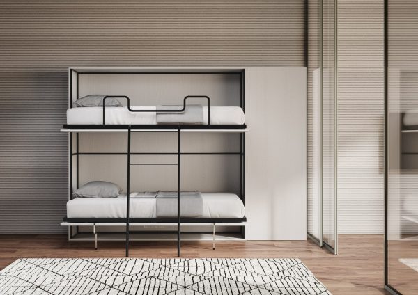 Letto Kando doppio Bianco Frassino composizione H con materassi - immagine 4