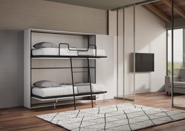 Letto Kando doppio Bianco Frassino composizione H con materassi - immagine 7