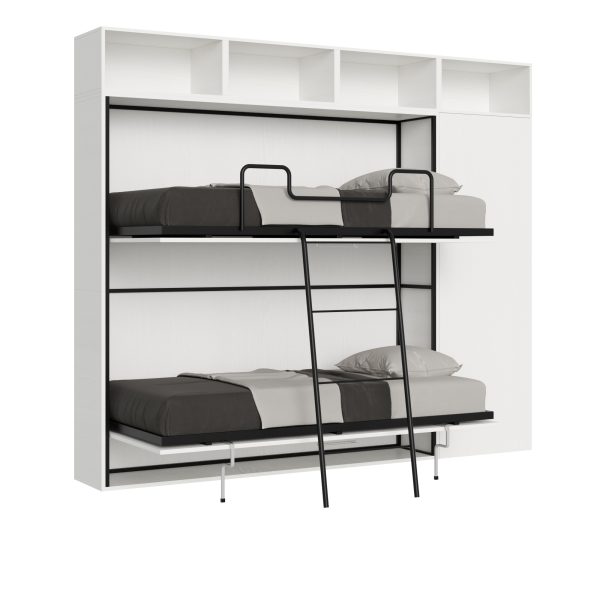 Letto Kando doppio Bianco Frassino composizione I con materassi