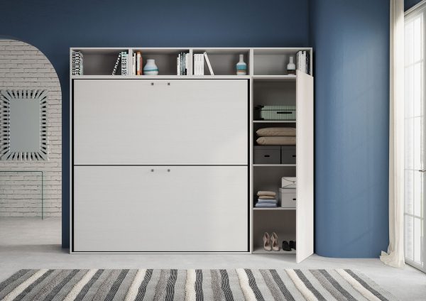 Letto Kando doppio Bianco Frassino composizione I con materassi - immagine 5