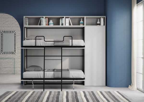 Letto Kando doppio Bianco Frassino composizione I con materassi - immagine 4