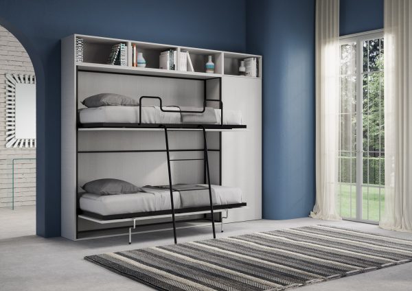 Letto Kando doppio Bianco Frassino composizione I con materassi - immagine 7
