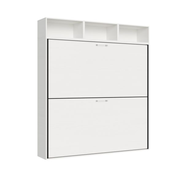 Letto Kando doppio Bianco Frassino composizione L con materassi - immagine 2