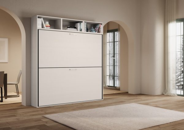 Letto Kando doppio Bianco Frassino composizione L con materassi - immagine 5