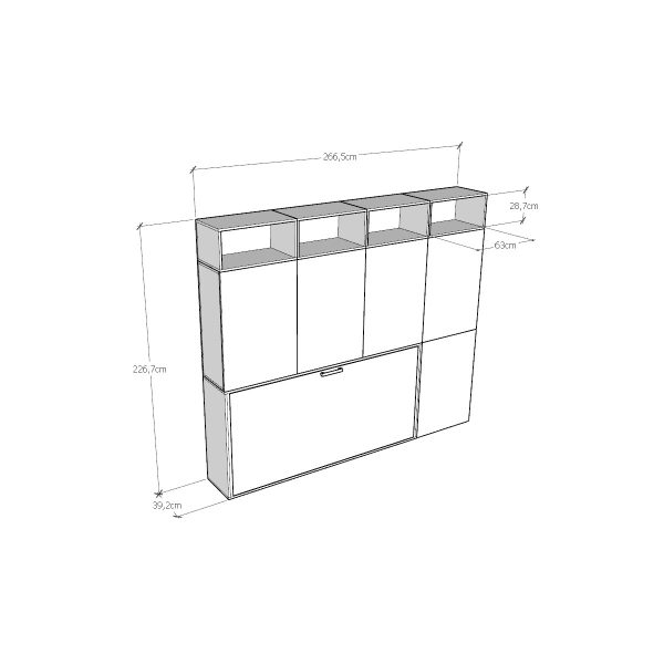 Letto Kando singolo Bianco Frassino composizione B - immagine 8