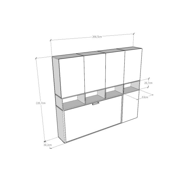 Letto Kando singolo Bianco Frassino composizione C - immagine 8