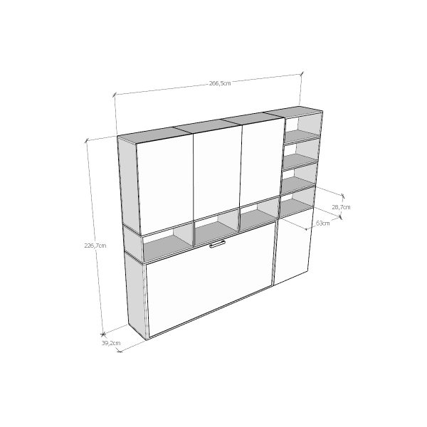 Letto Kando singolo Bianco Frassino composizione E - immagine 8