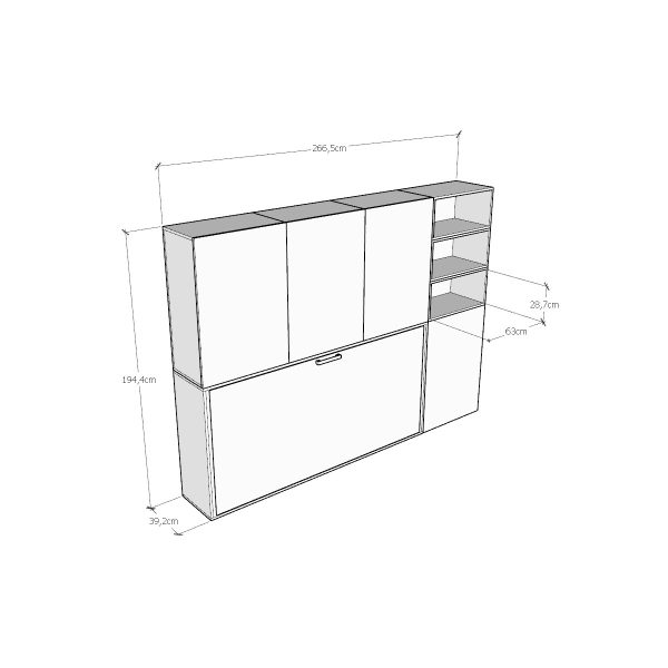 Letto Kando singolo Bianco Frassino composizione F con materasso - immagine 8