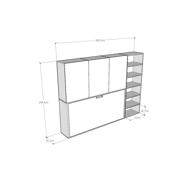 Letto Kando singolo Bianco Frassino composizione G con materasso - immagine 8