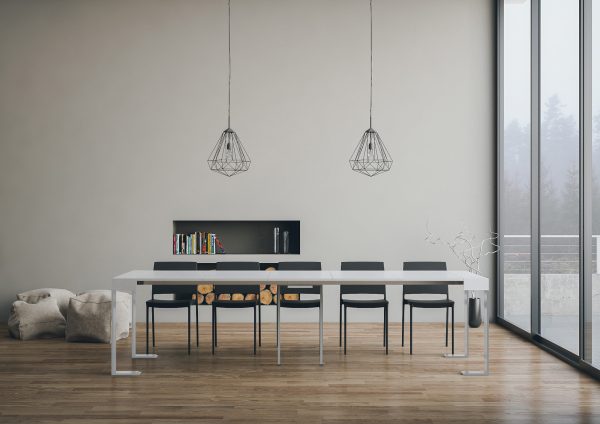 Consolle allungabile 90x40/300 cm Tecno Bianco Frassino telaio Bianco - immagine 4