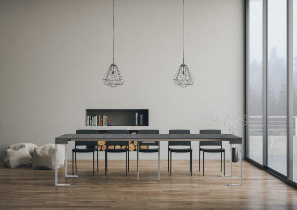 Consolle allungabile 90x40/300 cm Tecno Cemento telaio Bianco - immagine 4