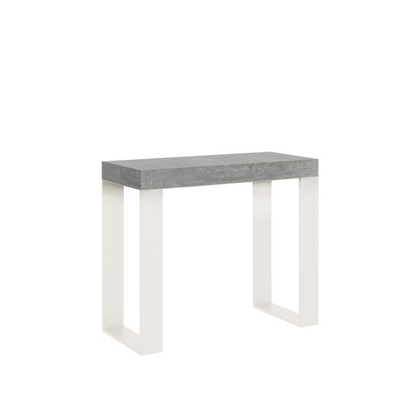 Consolle allungabile 90x40/196 cm Tecno Small Cemento telaio Bianco