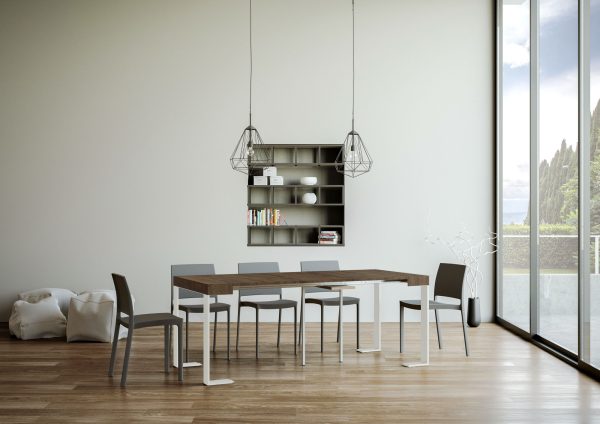 Consolle allungabile 90x40/196 cm Tecno Small Noce telaio Bianco - immagine 3