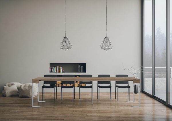 Consolle allungabile 90x40/300 cm Tecno Noce telaio Bianco - immagine 4