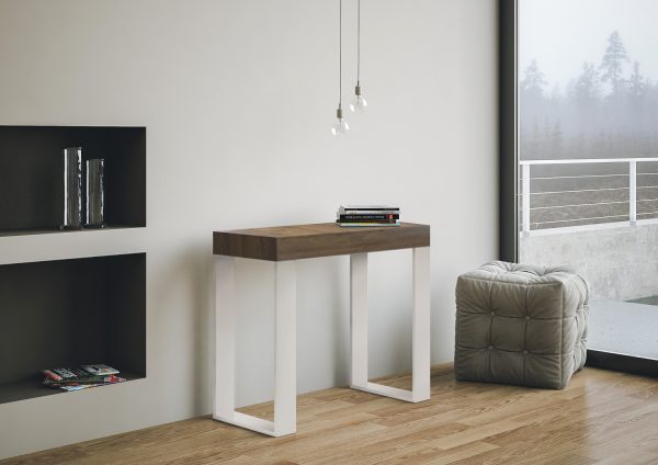 Consolle allungabile 90x40/196 cm Tecno Small Noce telaio Bianco - immagine 2