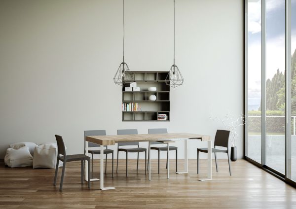Consolle allungabile 90x40/196 cm Tecno Small Quercia Natura telaio Bianco - immagine 3