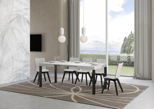 Tavolo everyday piano bianco frassino cm. 70x110 allungabile fino a 194 telaio Antracite - immagine 3