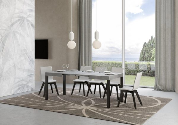 Tavolo everyday piano cemento cm. 70x110 allungabile fino a 194 telaio Antracite - immagine 3