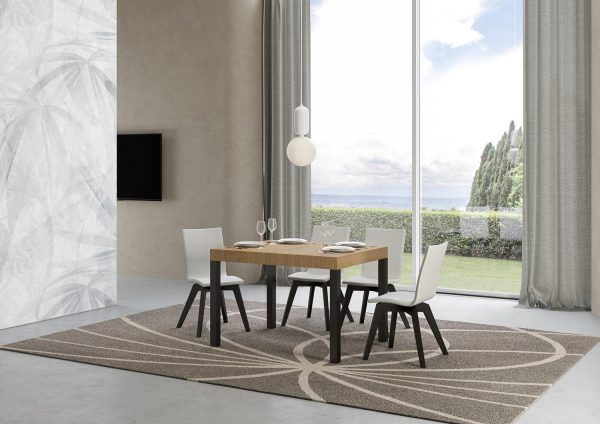Tavolo everyday piano quercia natura cm. 70x110 allungabile fino a 194 telaio Antracite - immagine 2