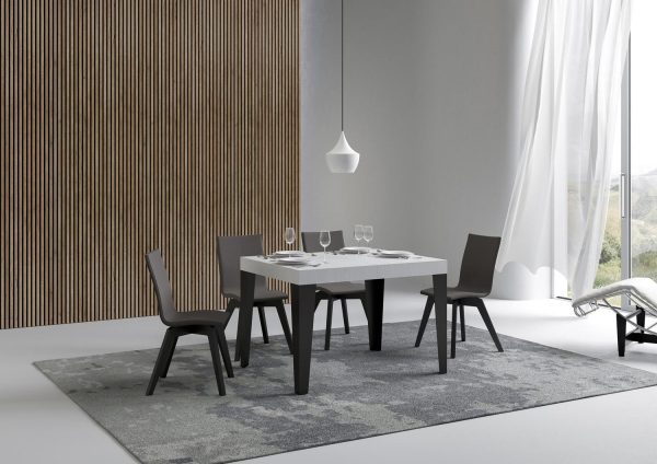 Tavolo Flame piano bianco frassino cm. 70x110 allungabile fino a 194 telaio Antracite - immagine 2