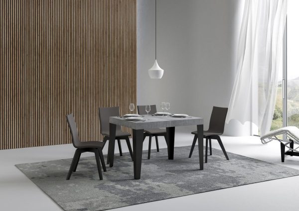 Tavolo Flame piano cemento cm. 70x110 allungabile fino a 194 telaio Antracite - immagine 2