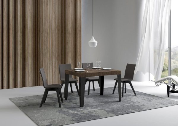 Tavolo Flame piano noce cm. 80x120 telaio allungabile fino a 204 Antracite - immagine 2