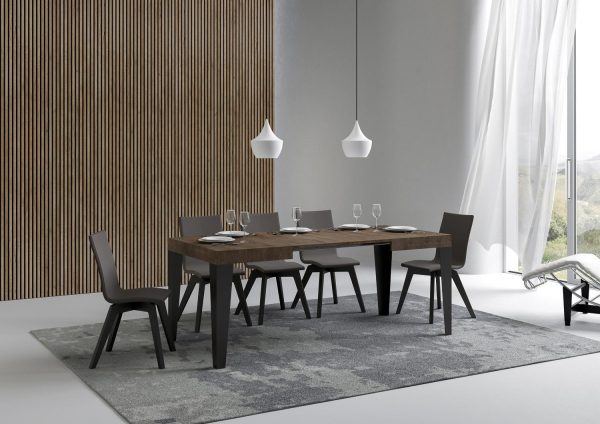 Tavolo Flame piano noce cm. 80x120 telaio allungabile fino a 204 Antracite - immagine 3