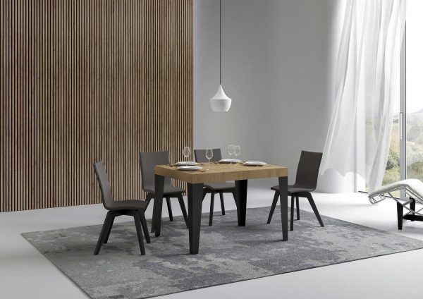 Tavolo Flame piano quercia natura cm. 80x120 allungabile fino a 204 telaio Antracite - immagine 2