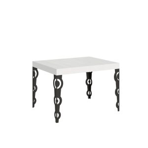 Tavolo Karamay piano bianco frassino cm. 80x120 allungabile fino a 204 telaio Antracite