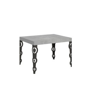 Tavolo Karamay piano cemento cm. 80x120 allungabile fino a 204 telaio Antracite