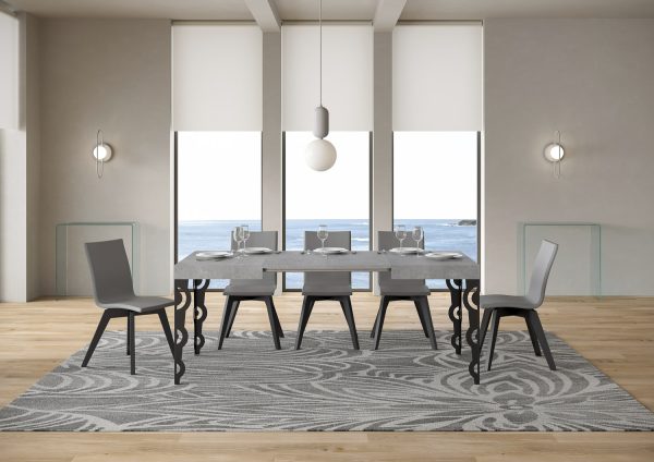 Tavolo Karamay piano cemento cm. 80x120 allungabile fino a 204 telaio Antracite - immagine 3