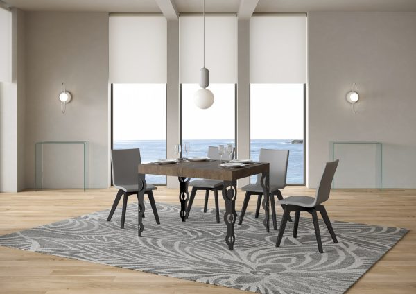 Tavolo Karamay piano noce cm. 70x110 telaio allungabile fino a 194 Antracite - immagine 2
