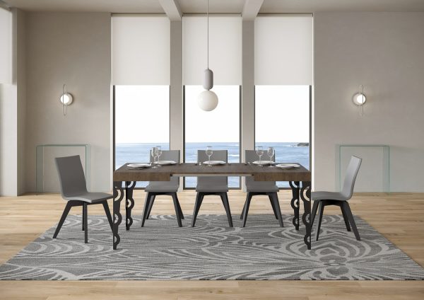 Tavolo Karamay piano noce cm. 70x110 telaio allungabile fino a 194 Antracite - immagine 3