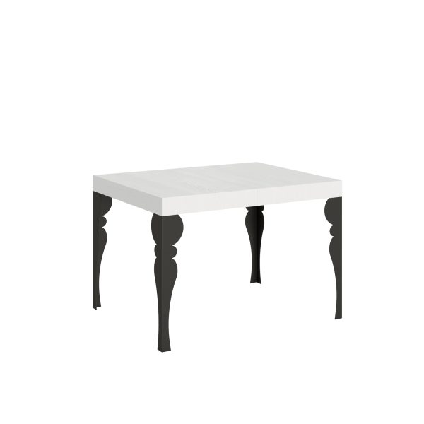 Tavolo Paxon piano bianco frassino cm. 80x120 allungabile fino a 204 telaio Antracite