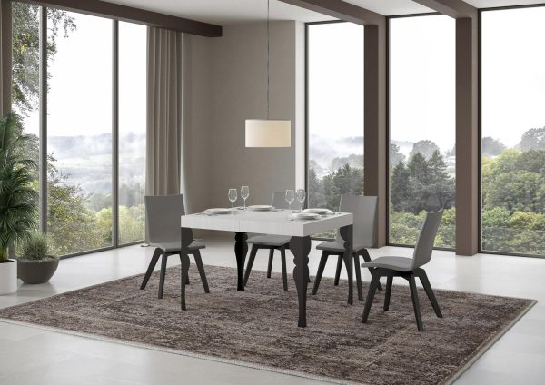 Tavolo Paxon piano bianco frassino cm. 80x120 allungabile fino a 204 telaio Antracite - immagine 2