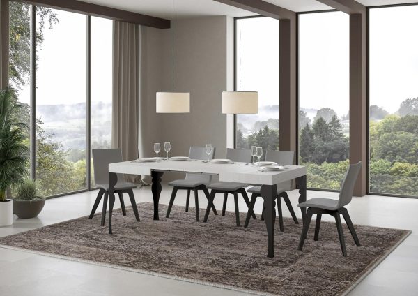 Tavolo Paxon piano bianco frassino cm. 80x120 allungabile fino a 204 telaio Antracite - immagine 3